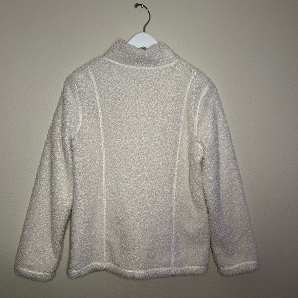 J. Jill Winter White Teddy Bear Fuzzy Zip Up Cardigan Sweater Jacket - Picture 13 of 16
